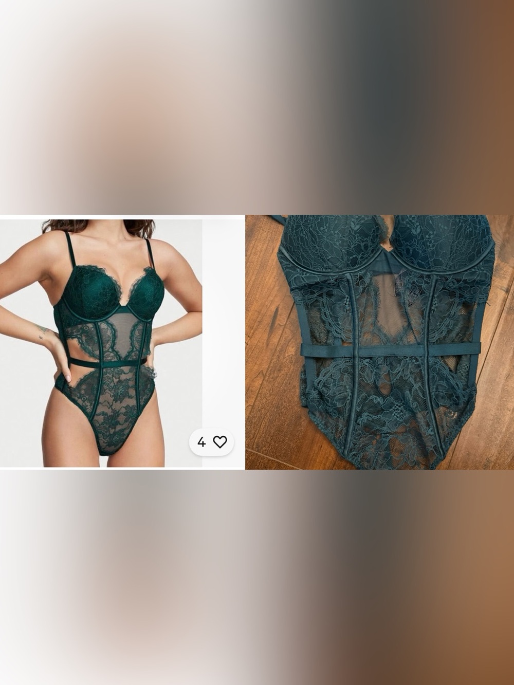 Victoria's Secret Very Sexy.
Bombshell Add 2 Cups Lace Body Dark Green Small